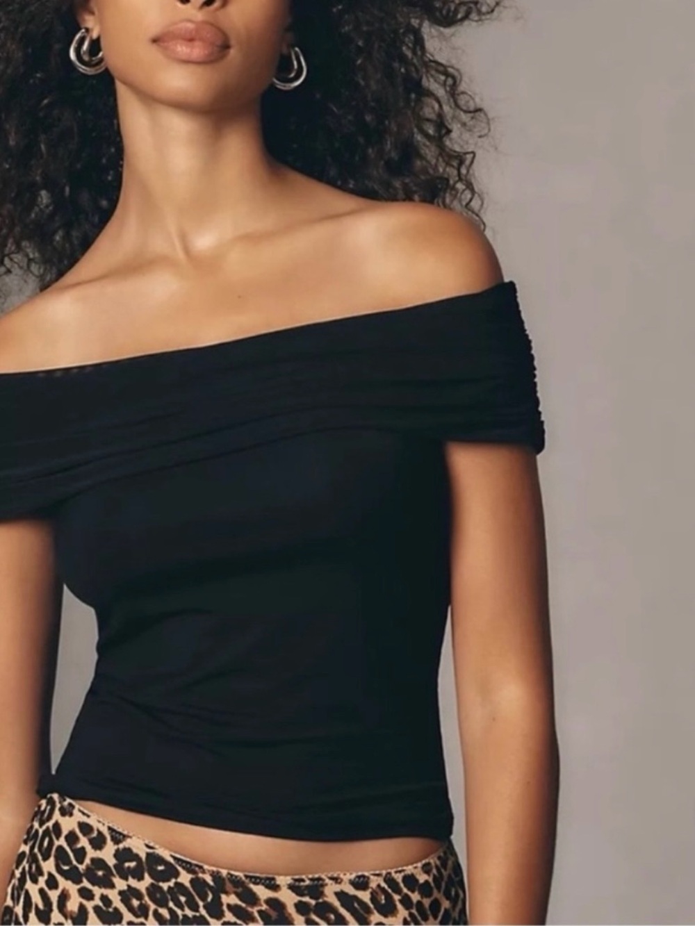 NWT Reformation Rosaline Knit Off-The-Shoulder Top – Black – Size XS